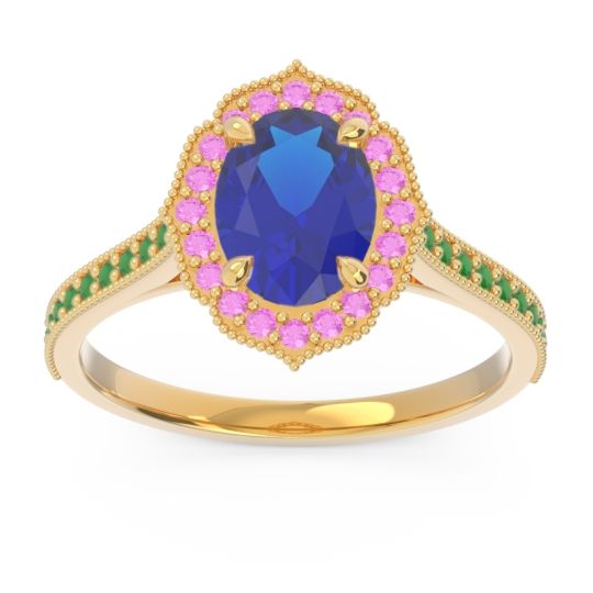 Halo Milgrain Pave Oval Kothari Ring