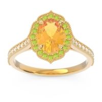 Halo Milgrain Pave Oval Kothari Ring