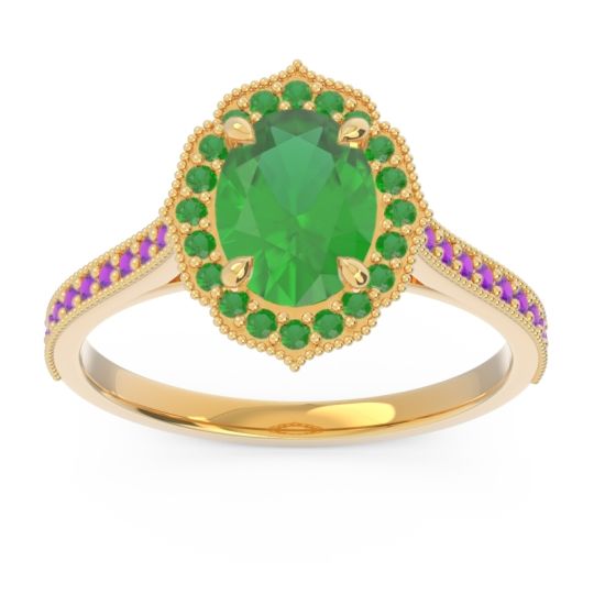 Halo Milgrain Pave Oval Kothari Ring