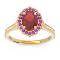 Halo Milgrain Pave Oval Kothari Ring