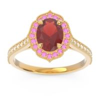 Halo Milgrain Pave Oval Kothari Ring