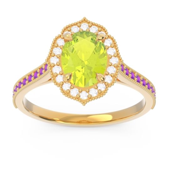 Halo Milgrain Pave Oval Kothari Ring