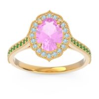 Halo Milgrain Pave Oval Kothari Ring