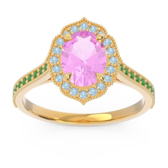 Halo Milgrain Pave Oval Kothari Ring