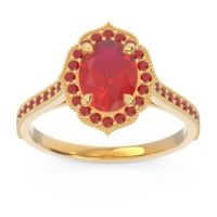 Halo Milgrain Pave Oval Kothari Ring