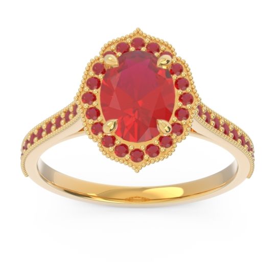 Halo Milgrain Pave Oval Kothari Ring