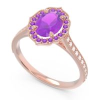 Halo Milgrain Pave Oval Kothari Ring