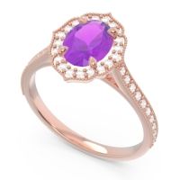 Halo Milgrain Pave Oval Kothari Ring