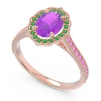 Halo Milgrain Pave Oval Kothari Ring