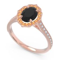 Halo Milgrain Pave Oval Kothari Ring