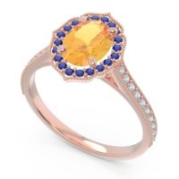 Halo Milgrain Pave Oval Kothari Ring