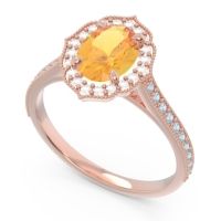 Halo Milgrain Pave Oval Kothari Ring