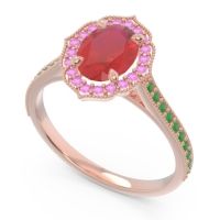Halo Milgrain Pave Oval Kothari Ring