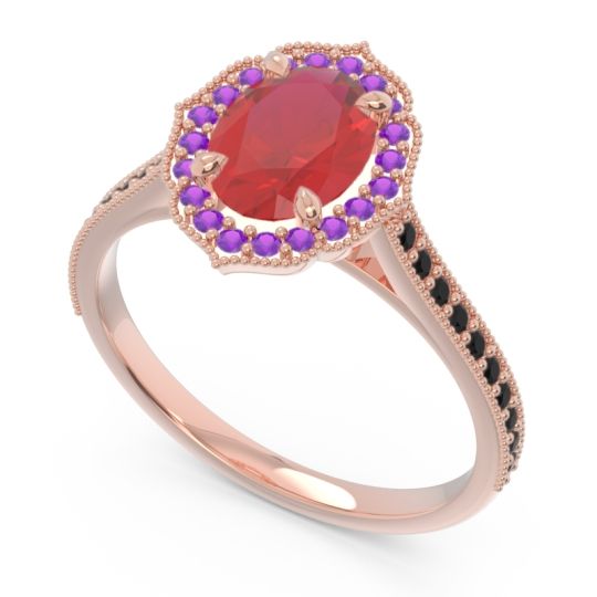 Halo Milgrain Pave Oval Kothari Ring