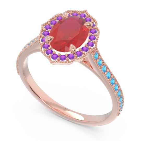 Halo Milgrain Pave Oval Kothari Ring