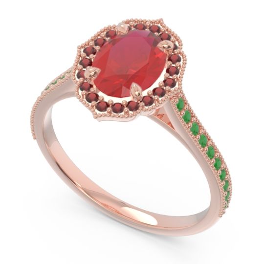 Halo Milgrain Pave Oval Kothari Ring