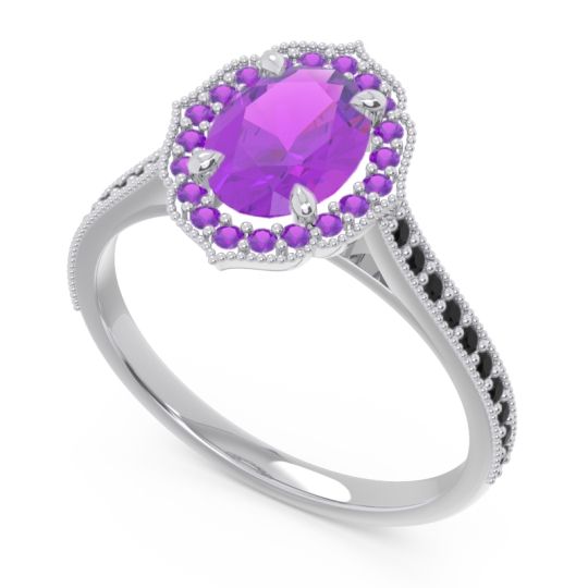 Halo Milgrain Pave Oval Kothari Ring