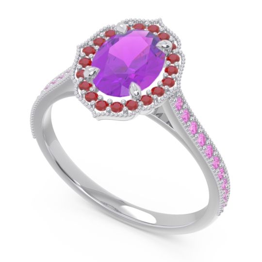 Halo Milgrain Pave Oval Kothari Ring
