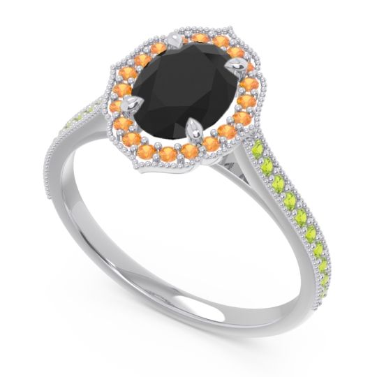Halo Milgrain Pave Oval Kothari Ring
