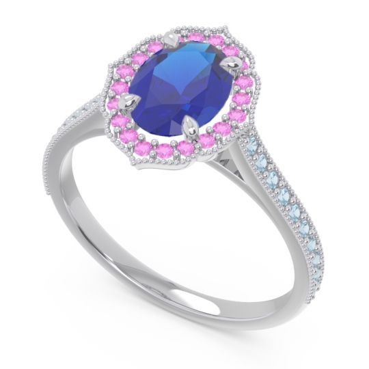 Halo Milgrain Pave Oval Kothari Ring