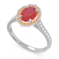 Halo Milgrain Pave Oval Kothari Ring