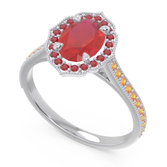 Halo Milgrain Pave Oval Kothari Ring