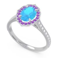 Halo Milgrain Pave Oval Kothari Ring