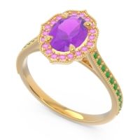 Halo Milgrain Pave Oval Kothari Ring