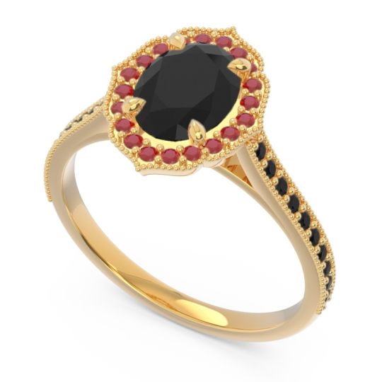 Halo Milgrain Pave Oval Kothari Ring