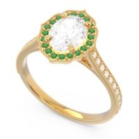 Halo Milgrain Pave Oval Kothari Ring