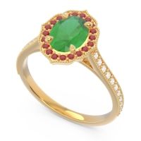 Halo Milgrain Pave Oval Kothari Ring
