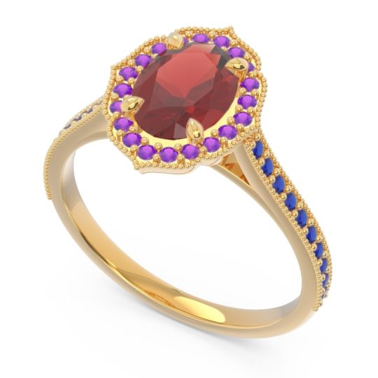 Halo Milgrain Pave Oval Kothari Ring