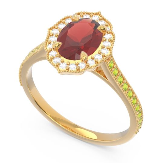 Halo Milgrain Pave Oval Kothari Ring