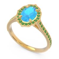 Halo Milgrain Pave Oval Kothari Ring
