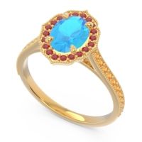 Halo Milgrain Pave Oval Kothari Ring