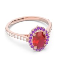 Halo Milgrain Pave Oval Kothari Ring