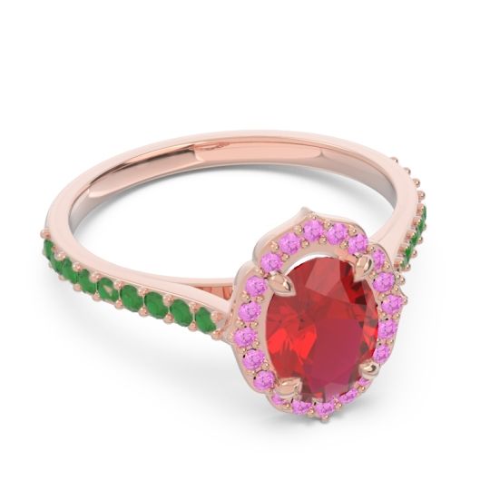 Halo Milgrain Pave Oval Kothari Ring