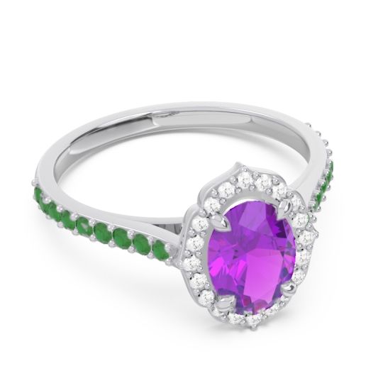 Halo Milgrain Pave Oval Kothari Ring