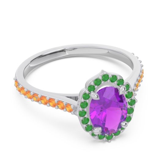 Halo Milgrain Pave Oval Kothari Ring