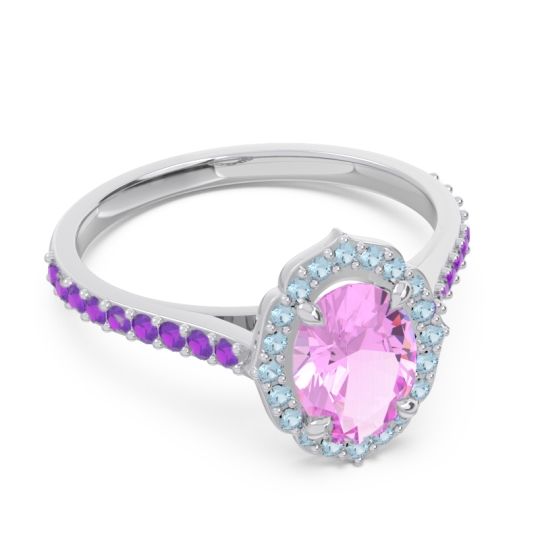Halo Milgrain Pave Oval Kothari Ring