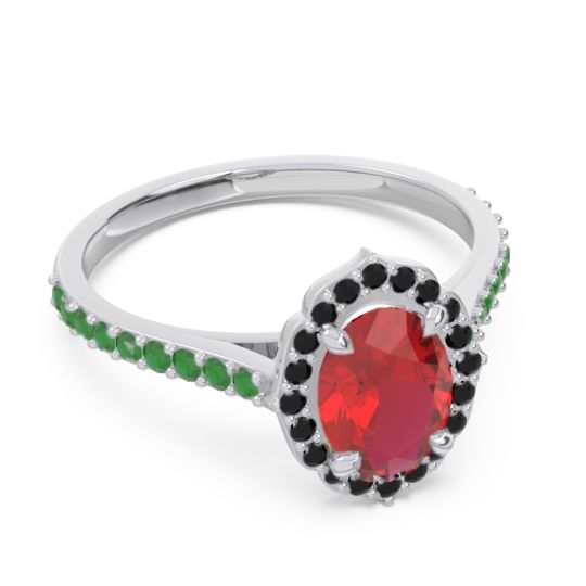 Halo Milgrain Pave Oval Kothari Ring