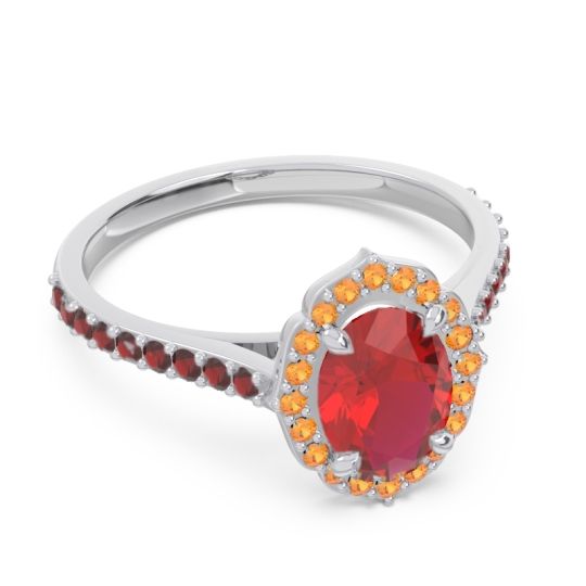 Halo Milgrain Pave Oval Kothari Ring