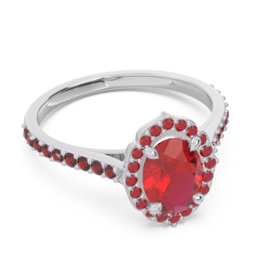 Halo Milgrain Pave Oval Kothari Ring