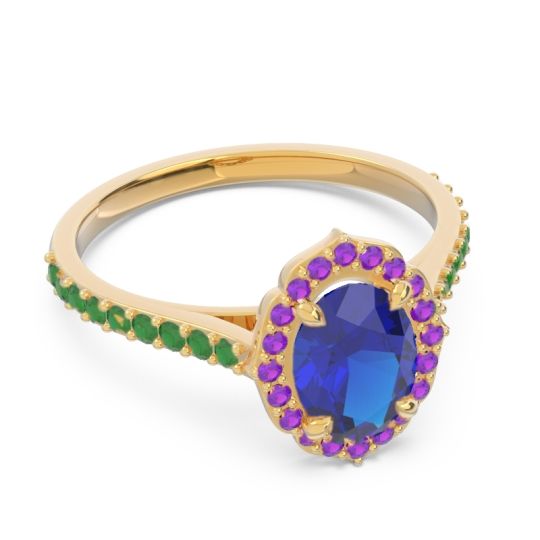 Halo Milgrain Pave Oval Kothari Ring