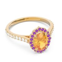 Halo Milgrain Pave Oval Kothari Ring