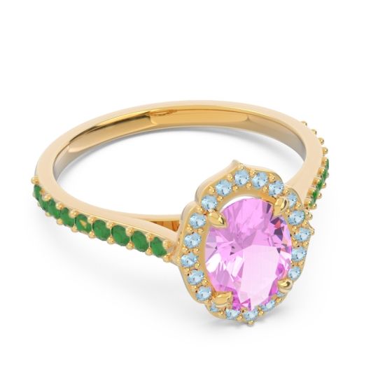 Halo Milgrain Pave Oval Kothari Ring