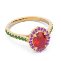 Halo Milgrain Pave Oval Kothari Ring