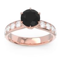 Black Onyx Ring In 14K Rose Gold With Citrine And Lab Diamond Hara Round Classic Ring