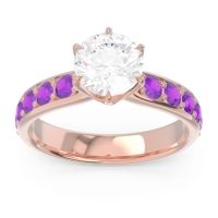 Diamond Ring In 14K Rose Gold With Citrine And Amethyst Hara Round Classic Ring