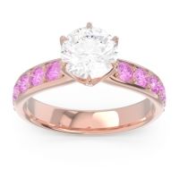 Diamond Ring In 14K Rose Gold With Garnet And Pink Tourmaline Hara Round Classic Ring